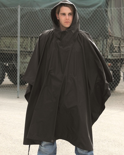 Regen Poncho PES/PVC R/S Schwarz